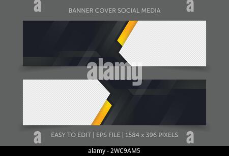 Template banner horizontal with image space replacement abstract background Stock Vector