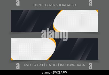 Template banner horizontal with image space replacement abstract background Stock Vector