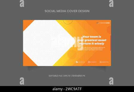 Banner design promotion blue and yellow color with abstract background Stock Vector