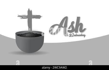 Ash Wednesday celebrated on 14th February. Vector banner, flyer, poster ...