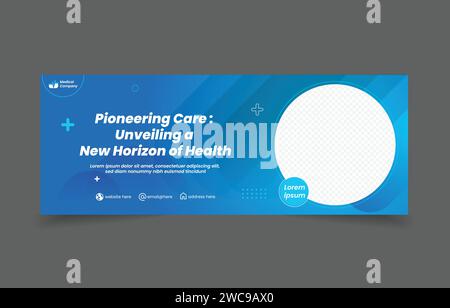Social media banner cover design with image space abstract background Stock Vector