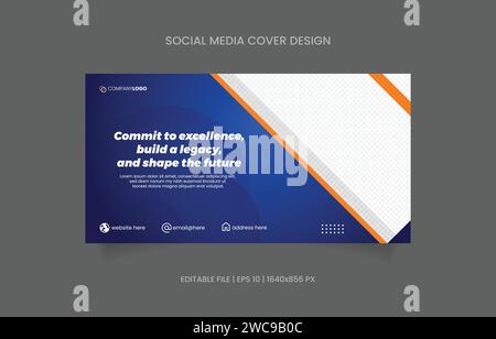 Banner design promotion blue and yellow color with abstract background Stock Vector