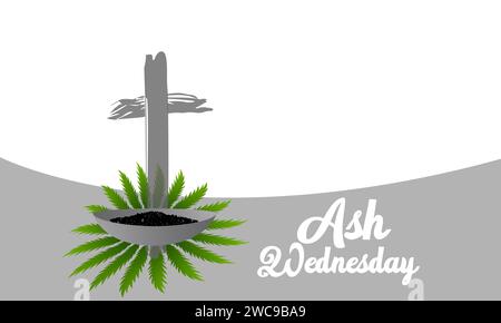 Ash Wednesday celebrated on 14th February. Vector banner, flyer, poster ...