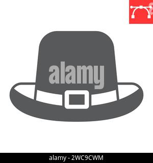 Leprechaun hat glyph icon, St. Patrick's Day and holiday, male hat vector icon, vector graphics, editable stroke solid sign, eps 10. Stock Vector