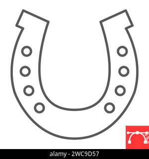 Horseshoe line icon, St. Patrick's Day and horse farm, horseshoe vector icon, vector graphics, editable stroke outline sign, eps 10. Stock Vector