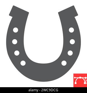 Horseshoe glyph icon, St. Patrick's Day and horse farm, horseshoe vector icon, vector graphics, editable stroke solid sign, eps 10. Stock Vector