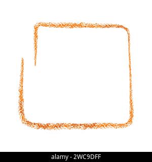 Hand drawn doodle chalk crayon brush math school sign for diagrams. Orange square box, circle in colored grunge style. Freehand simple wax icon isolat Stock Vector