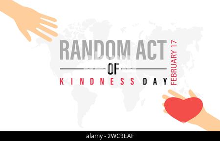 Random Act of Kindness Day celebrated every year of 17th February. Vector banner, flyer, poster and social medial template design. Stock Vector