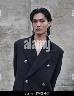 Shuzo street style outfit after Prada fashion show, during Milano fashion week man collections 2024 Stock Photo