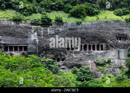 Cave entrances, Ajanta, Maharashtra, India Stock Photo