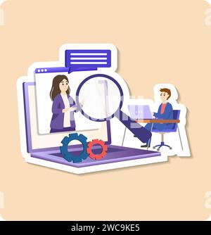 Human analysis sticker illustration. Human resources Concept for web page, banner, presentation, social media, documents, cards, posters. Vector Stock Vector