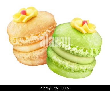 2 Macarons isolated on white background Stock Photo