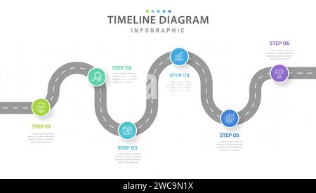 Infographics vector template with road map using pointers. Top view ...