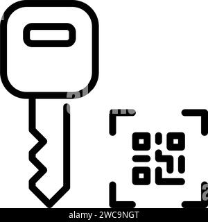 Using qr code as key to apartment or car. Pixel perfect icon Stock Vector