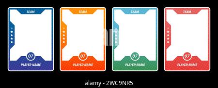 Sports trading card templates. A collection of player frames for sports, online games and business events. A pack of borders applicable in football, basketball and hockey. Vector templates. Stock Vector