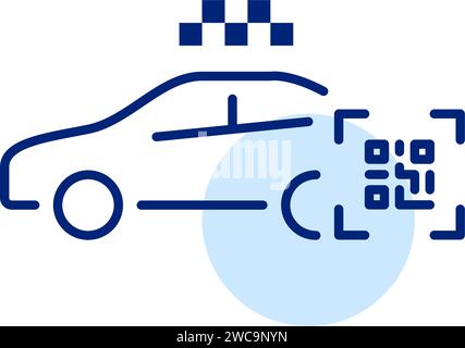 Taxi booking app. Using qr code. Pixel perfect, editable stroke Stock Vector
