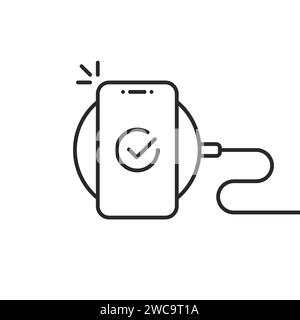 thin line phone on wireless charging Stock Vector