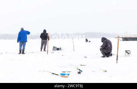 ice fishing winter season line icon vector illustration Stock