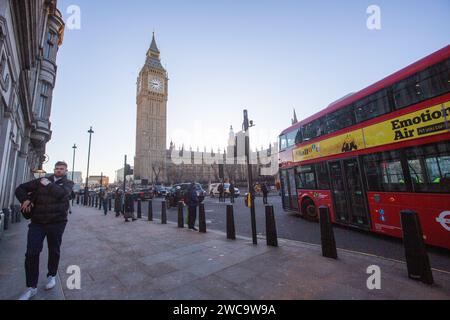 London, England, UK. 15th Jan, 2024. British parliament, Palace of Westminster, is seen from Whitehall. (Credit Image: © Tayfun Salci/ZUMA Press Wire) EDITORIAL USAGE ONLY! Not for Commercial USAGE! Credit: ZUMA Press, Inc./Alamy Live News Stock Photo