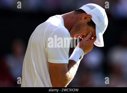 File photo dated 07-07-2023 of Andy Murray looks dejected. A downcast Murray admitted in his press conference that he may well not be back at Melbourne Park. Issue date: Monday January 15, 2024. Stock Photo