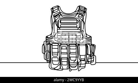 Army Combat Vest Part of Military and Army Force Equipment Hand Drawn ...