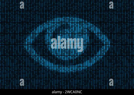 Subliminal message of an Eye hidden in binary code. Stock Photo