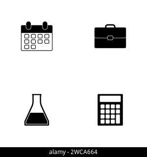 Training. A set of black four solid icons isolated on a white background. Stock Vector