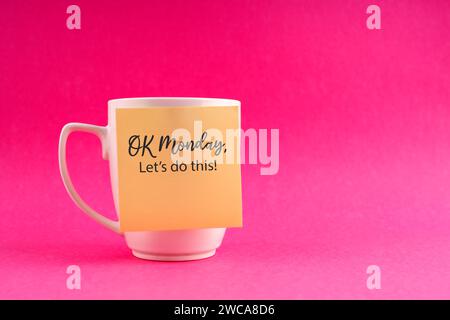Adhesive Note with Text Ok Monday Lets Do This Stock Photo