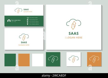 Saas logo brand business card. Branding book from business management icons collection. Creative Saas logo Stock Vector