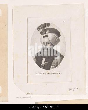 Portrait of Mahmoud II, Sultan of the Ottoman Empire, Johann Friedrich Bolt, 1808 - 1836 print  Berlin paper  historical persons Stock Photo