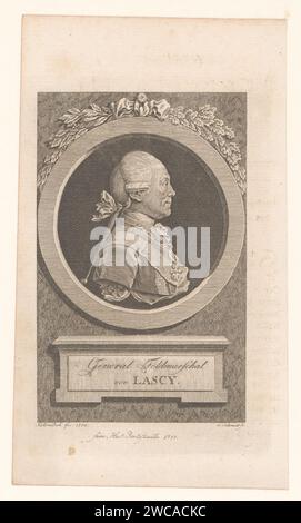Portrait van Joseph Franz Moritz von Lacy, Ludwig Schmidt, After Christian Kollonitsch, 1788 print   paper engraving historical persons Stock Photo