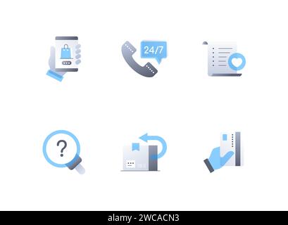 Order and return - flat design style icons set Stock Vector