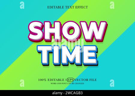 Show Time 3D Editable Text Style Effect Text Effect, 3D Text Mockup, Stock Vector