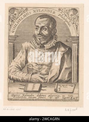 Portrait of Wilhelm Xylander, Robert Boissard, 1597 - 1599 print Numbered at the bottom right. France paper engraving historical persons. book Stock Photo