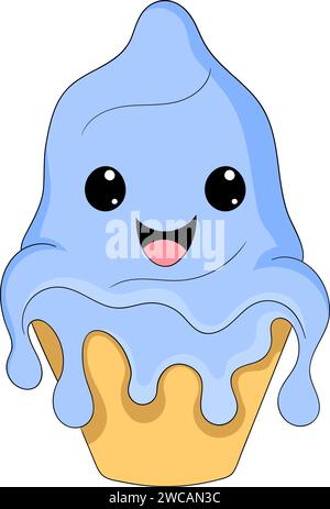 a dessert called ice cream with cone and cute character Stock Vector