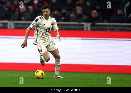 Milano, Italy. 14th Jan, 2024. Stephan El Shaarawy of As Roma in action during the Serie A football match beetween Ac Milan and As Roma at Stadio Giuseppe Meazza on January 14, 2024 in Milano, Italy . Credit: Marco Canoniero/Alamy Live News Stock Photo