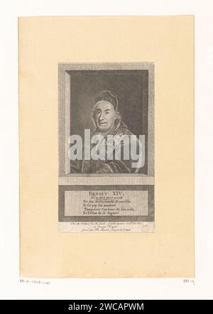 Portret van Benedictus XIV, Pierre Jean Baptiste Bradel, c. 1783 print   paper engraving historical persons. pope Stock Photo