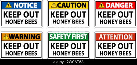 Caution Sign Keep Out - Honey Bees Stock Vector