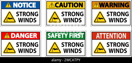 Water Safety Sign Warning - Strong Winds Stock Vector