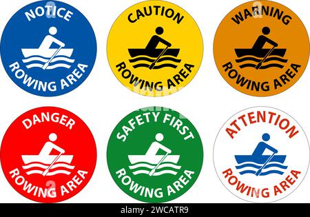 Water Safety Sign Warning - Rowing Area Stock Vector