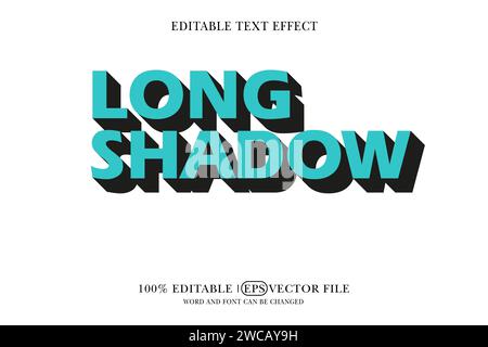 Retro long shadow text effect with editable text. 3D Text Mockup, Stock Vector