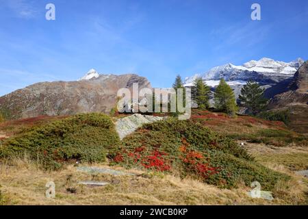 The Simplon Pass is a high mountain pass between the Pennine Alps and the Lepontine Alps in Switzerland Stock Photo