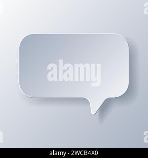 Papercut Grey White Speech Bubbles. 3D Papercraft cut talk frame icon for posters and flyers, presentation, web, social media, design, banner, sticker Stock Vector