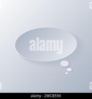 Papercut Grey White Speech Bubbles. 3D Papercraft cut talk frame icon for posters and flyers, presentation, web, social media, design, banner, sticker Stock Vector