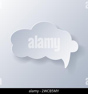Papercut Grey White Speech Bubbles. 3D Papercraft cut talk frame icon for posters and flyers, presentation, web, social media, design, banner, sticker Stock Vector