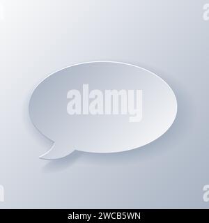 Papercut Grey White Speech Bubbles. 3D Papercraft cut talk frame icon for posters and flyers, presentation, web, social media, design, banner, sticker Stock Vector