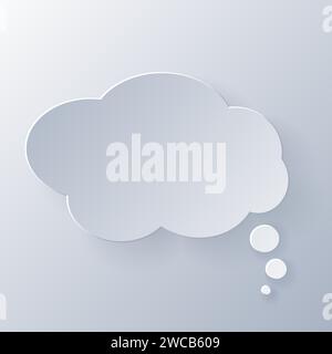Papercut Grey White Speech Bubbles. 3D Papercraft cut talk frame icon for posters and flyers, presentation, web, social media, design, banner, sticker Stock Vector