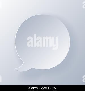 Papercut Grey White Speech Bubbles. 3D Papercraft cut talk frame icon for posters and flyers, presentation, web, social media, design, banner, sticker Stock Vector