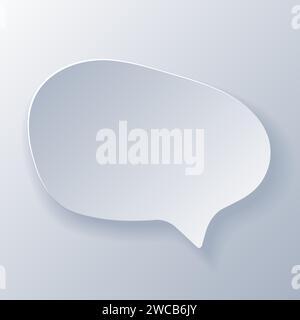 Papercut Grey White Speech Bubbles. 3D Papercraft cut talk frame icon ...