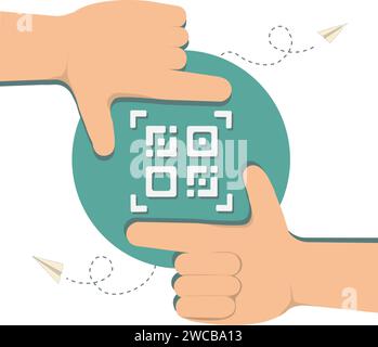 QR code icon. cashless shopping payment. contactless or money transfer concept. Vector illustration Stock Vector